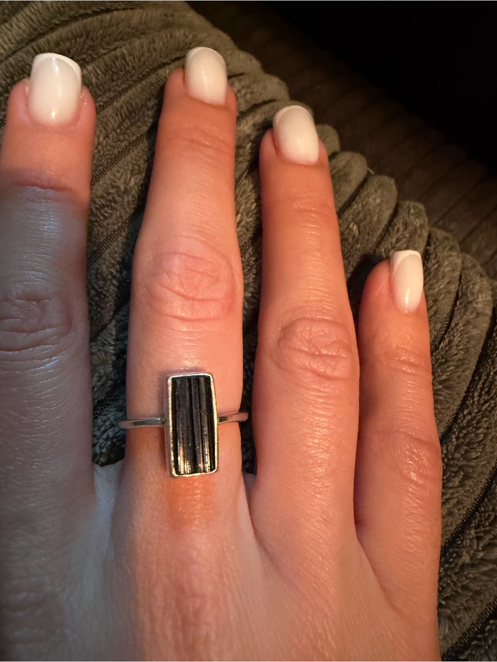 Rectangular Black Stone Silver Ring - Picture 3 of 3